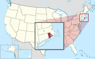 Location of Rhode Island within the United States