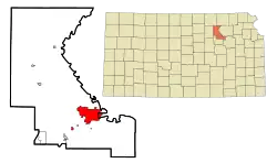 Location within Riley County and Kansas
