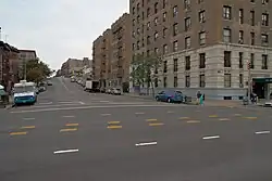 View down 145th Street at Riverside Drive