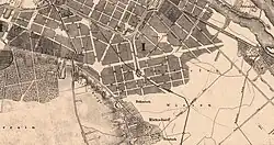 Deutsch- and Böhmisch-Rixdorf with Hobrecht's development plan, 1862