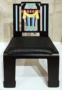 Sheraton chair with applied decoration, by Robert Venturi for Knoll, 1978–1984, bent laminated wood, Milwaukee Art Museum, Milwaukee, USA[83]