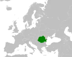 Map indicating locations of Romania and Transnistria