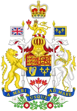 The official depiction of the Arms of Canada as painted in 1957 by Allan Beddoe