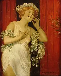 Tänzerin vor Vorhang