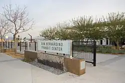 A San Bernardino Transit Center sign