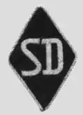 SD diamond. Here with white piping, as used by members of the Gestapo when in uniform (if members of the SS).[109]