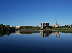 Campus as viewed from Glimmerglass Lagoon