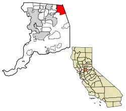 Location of Folsom in Sacramento County, California