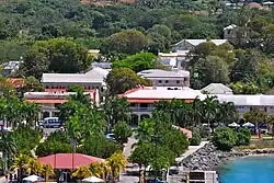 View from the cruiseship pier into the town