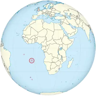 Location of Saint Helena in the southern Atlantic Ocean