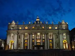 A photograph of the façade of St. Peter's Basilica.