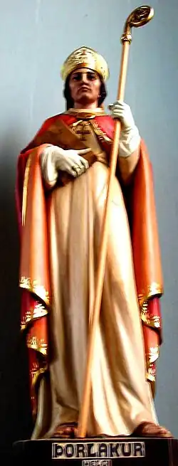 Statue of Saint Thorlac at the Catholic Cathedral in Reykjavik, Iceland