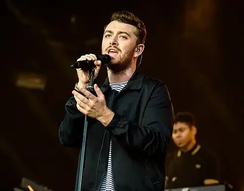 Image 125Sam Smith, a photograph from the Lollapalooza concert held in 2015 (from 2010s in music)