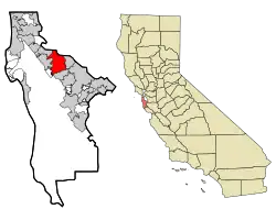 Location in San Mateo County and the state of California