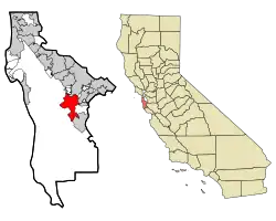 Location in San Mateo County and the state of California