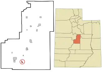 Location in Sanpete County and the state of Utah.