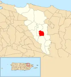Location of Santa Cruz within the municipality of Carolina shown in red
