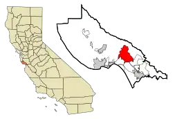 Location in Santa Cruz County and the state of California