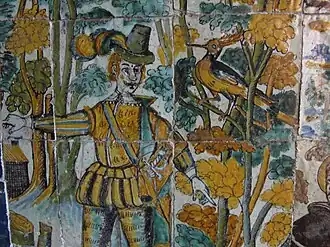 Detail of the azulejos (ca. 1606)[27] at the Basilica of Santo Domingo, Lima, Peru