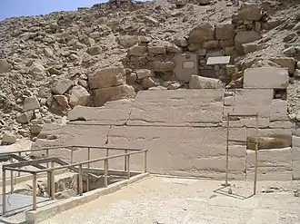 A photograph of the stairway into the pyramid