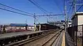 View from the west (Kawagoe) end of platform 1 looking east, March 2014