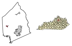 Location of Stamping Ground in Scott County, Kentucky.