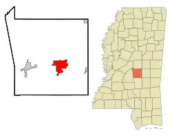Location of Forest, Mississippi