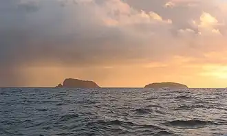 Seana Chnoc (at left) and Bearasaigh from the south west. Stac nam Balg is just visible to the left of Seanna Chnoc