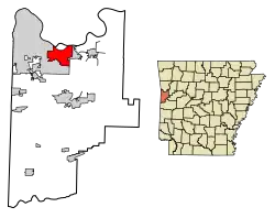 Location of Barling in Sebastian County, Arkansas.