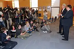 The Press is interviewing two spokesman