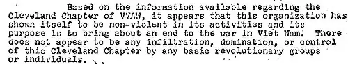 FBI notes on the Cleveland VVAW chapter; unknown year.