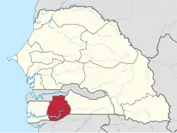 Location of Sédhiou in Senegal
