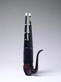 Chinese sheng mouth organ, using oriental free reeds.