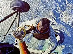Alan Shepard's 1961 recovery seen from helicopter (Mercury-Redstone 3)