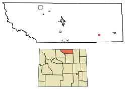 Location of Clearmont in Sheridan County, Wyoming.