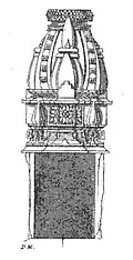 Shikhara of a Jain canopy, destroyed in 2001 earthquake
