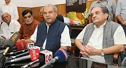 Tomar addressing a press conference after takes charge as Union Minister for Rural Development, Panchayati Raj, Drinking Water and Sanitation, in the presence of the Union Minister