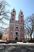 The towers of the church in Sieraków were built in 1740 on her order.