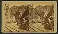 Stereoscopic view of silver ore train in Clear Creek Canyon, circa 1868