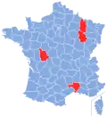 Départements under investigation by the 1993 government report