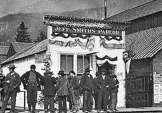 Jeff Smith (Soupy Sales) Parlor in Skagway ca. 1898 (copied by Webster & Stevens after 1902) marketed as part of the photo library offered to newspapers and magazines