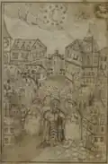 1738 sketch (Mainz) by Juspe ben Meir Schmalkalden, apparently after an engraving[ai]