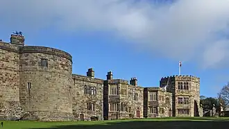 Colour photograph of Skipton Castle as seen in 2014