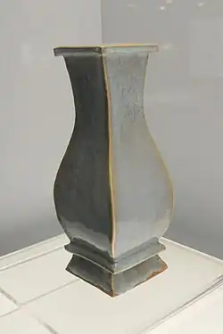 Sky-blue glazed square vase, Yuan