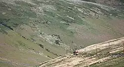 The Snaefell Mountain Railway on the ascent of Snaefell