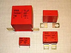 Radial style with heavy-duty solder terminals for snubber applications and high surge pulse loads