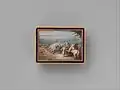 Snuffbox with four maritime scenes; Louis XIV crossing the Rhine in 1672.