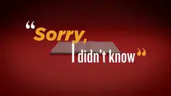 Sorry, I Didn't Know in quotes with a book behind it