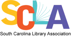 the four letters of the association abbreviation in bright colors and the L looks like an open book