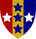 Southern Command Royal Electrical and Mechanical Engineers (Three vertical red, yellow, blue stripes with blue vertical stars and two white outer stars)